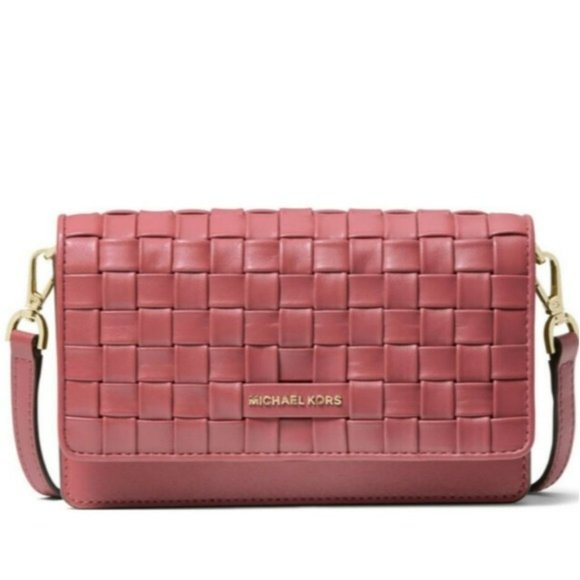 Michael Kors Handbags - Michael Kors Jet Set Leather Woven Phone Crossbody
